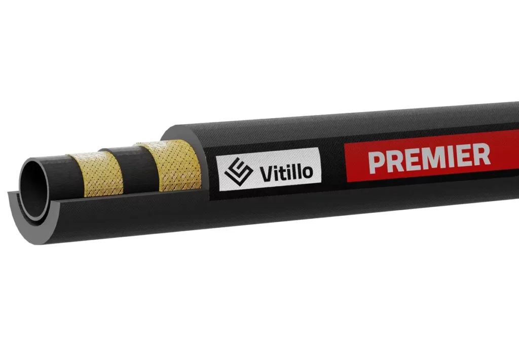 Vitillo Premier hydraulic hose cutaway showing its reinforcement layers.